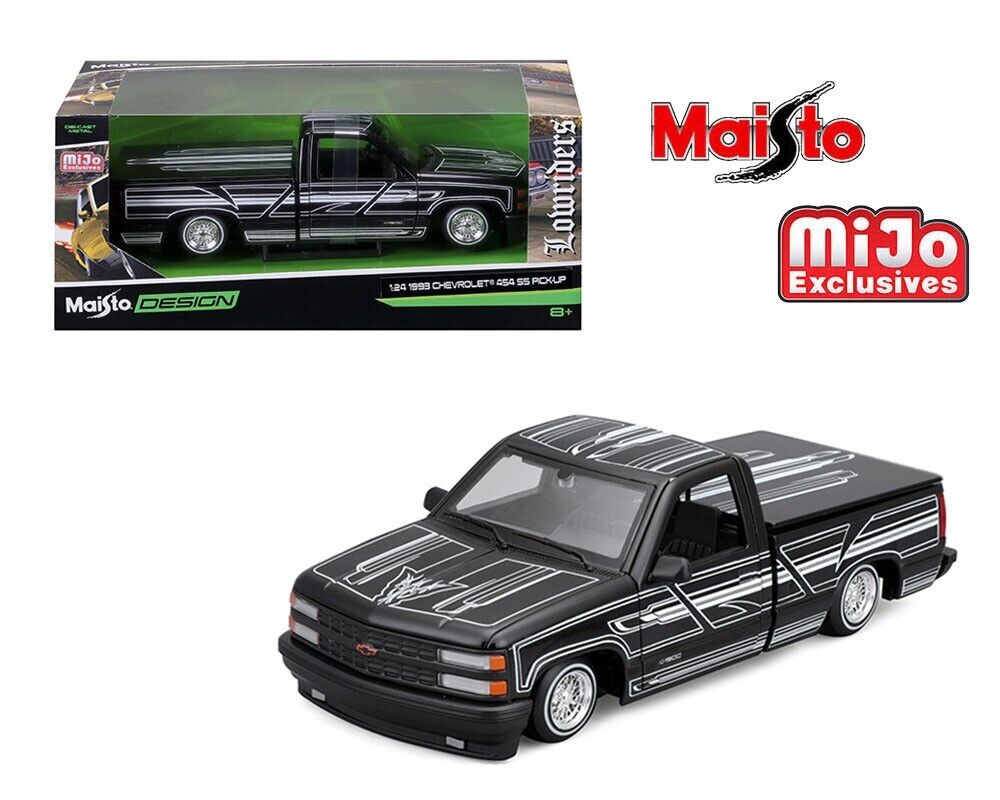 Maisto 1:24 1993 Chevrolet 454 SS Pickup Lowriders – Black – PRE ORDER