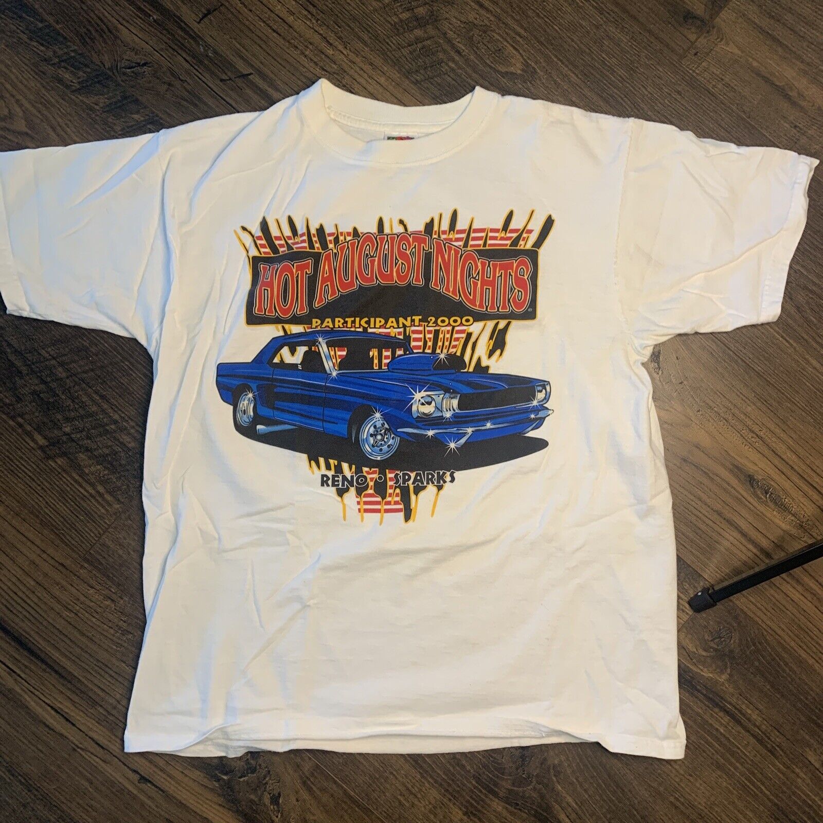 vintage FOL classic car t shirt mens large white muscle car racing 2000 ford
