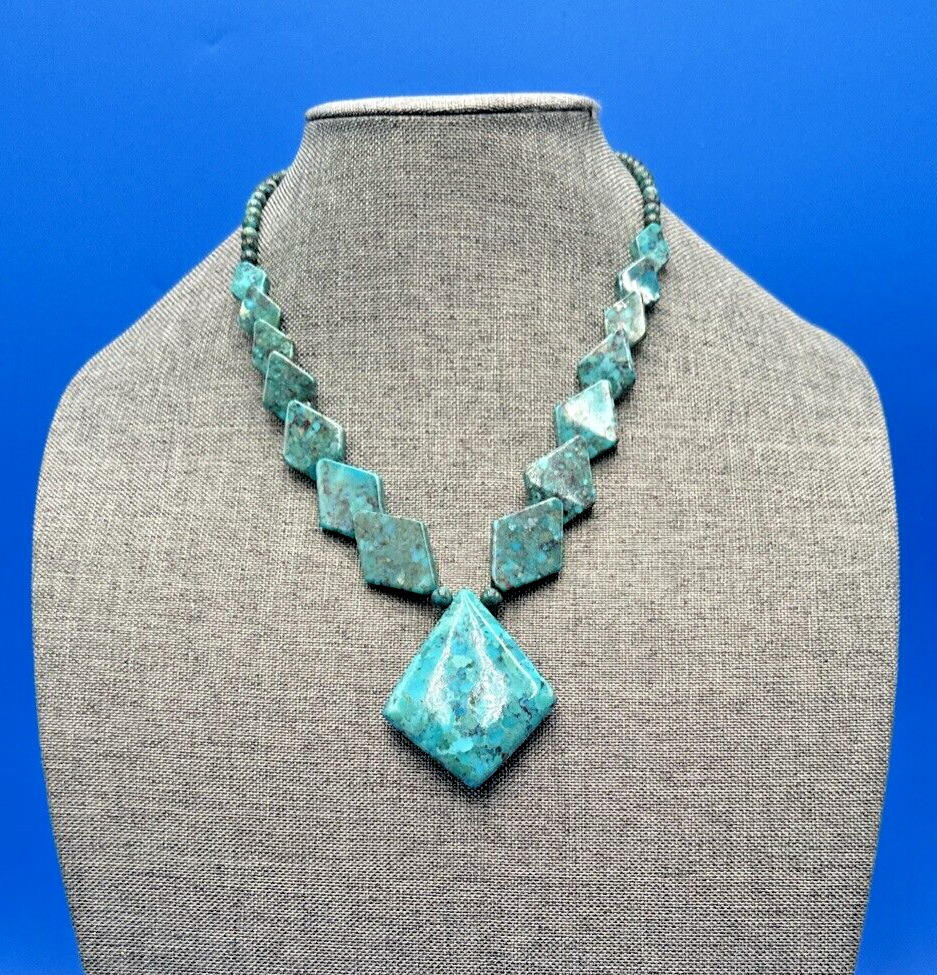 VTG Jay King DTR Mine Finds Turquoise & Sterling Necklace 18-20\