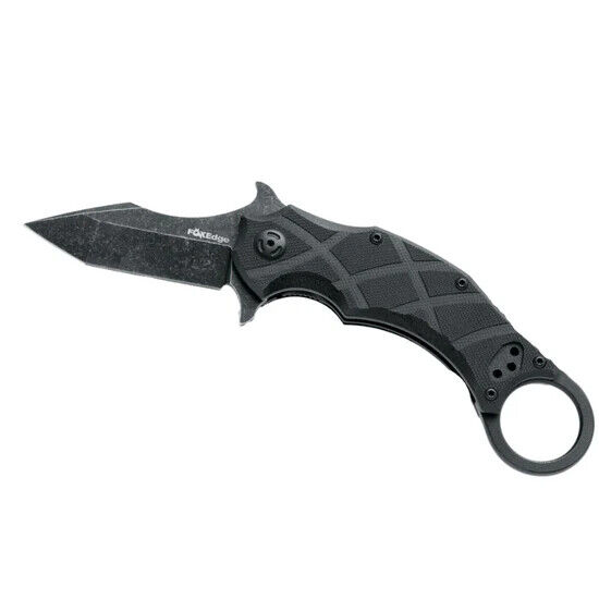 FoxEdge The Claw Straight Black G10 Folding Karambit Knife w/ Emerson Wave