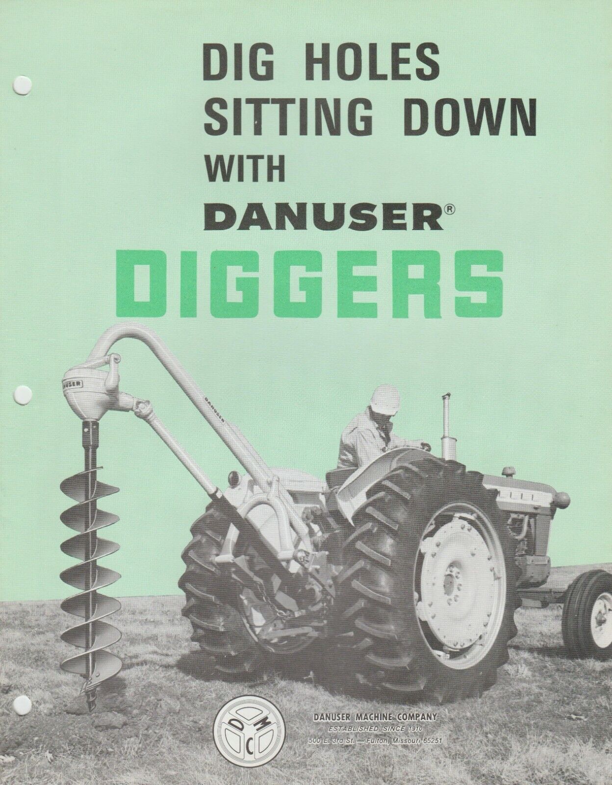 Danuser Diggers Post Hole Digger Showroom Sales Brochure Model F8 & 8700