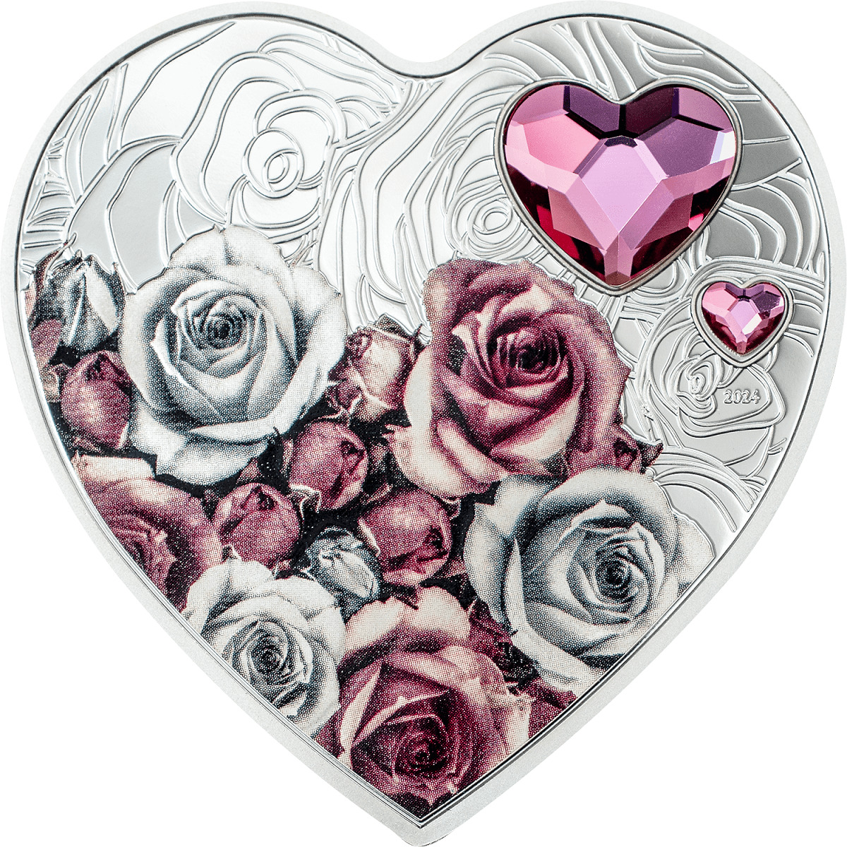 2024 Cook Islands Brilliant Love Roses 20g Silver Colorized Proof Coin