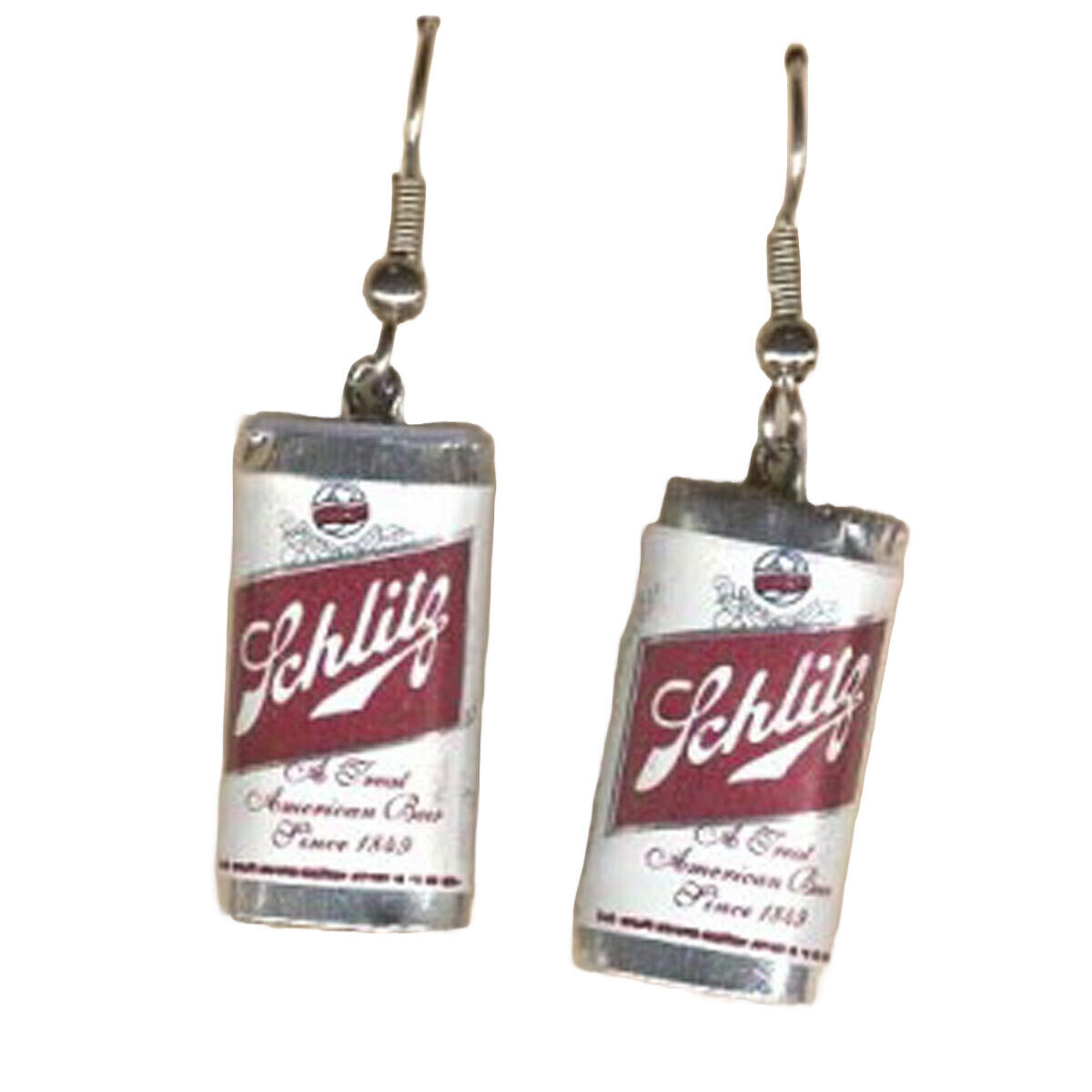 Funky Mini SCHLITZ BEER CANS EARRINGS Sports Bar Drink Brewery Party DAD Jewelry