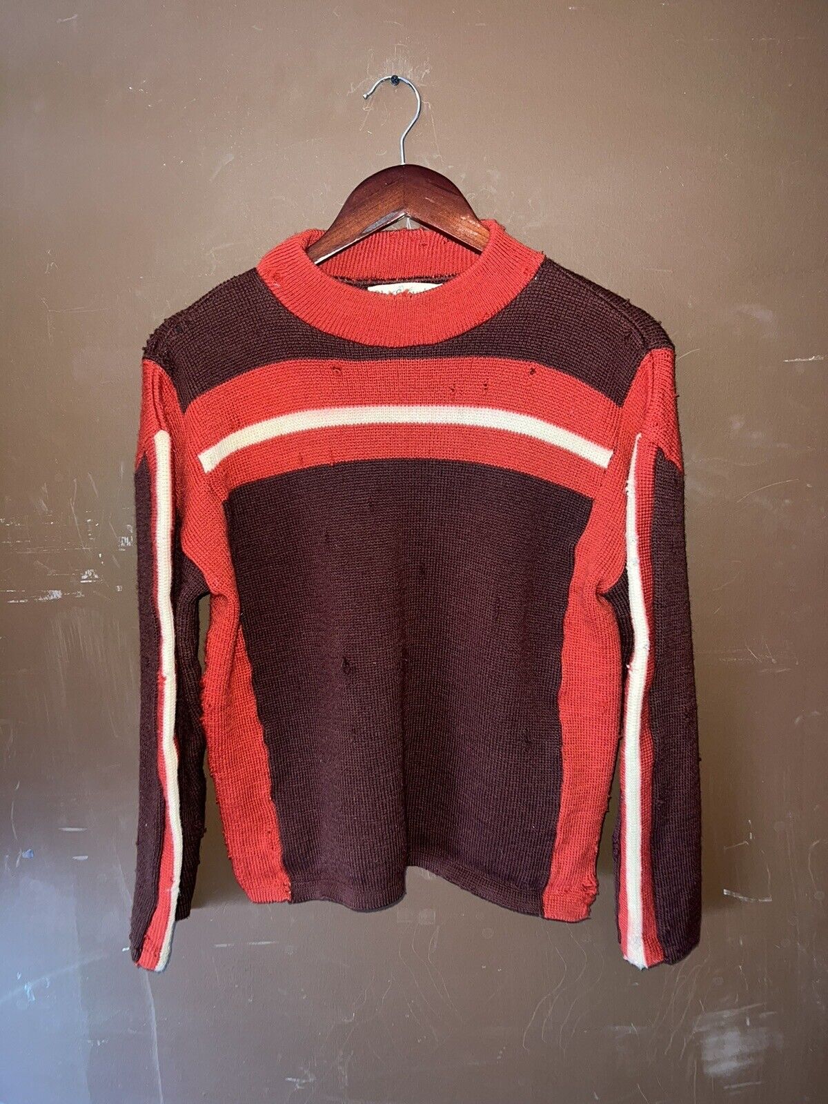 Ski Country Colorado Knitting Mills 100% Wool Sweater Size Medium Vintage Holes