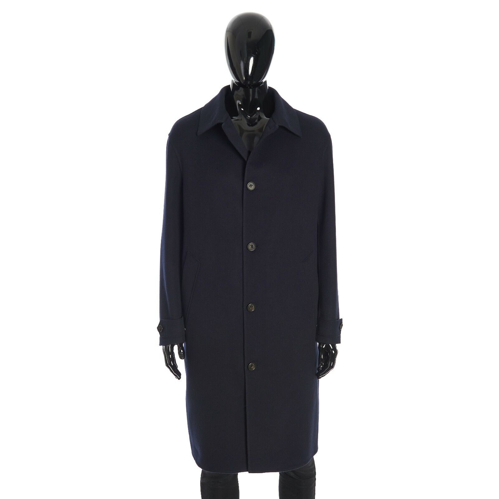 LORO PIANA 6895$ Navy Blue Long Coat - Bigli, Double Faced Cashmere