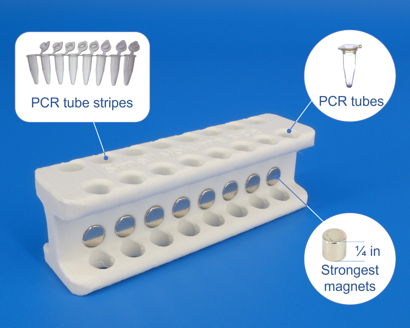 Magnetic rack for DNA, RNA, protein purification, for PCR tubes (100-300 uL)
