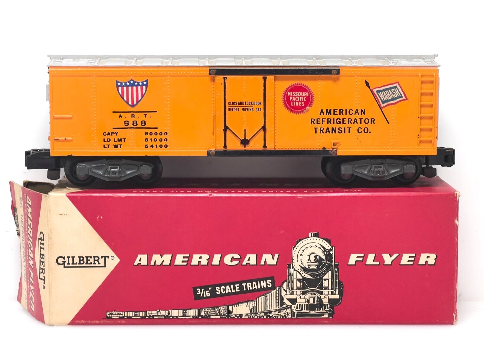 AMERICAN FLYER S Gauge #988 ART American Refrigerator Transit Box Car w/ Box