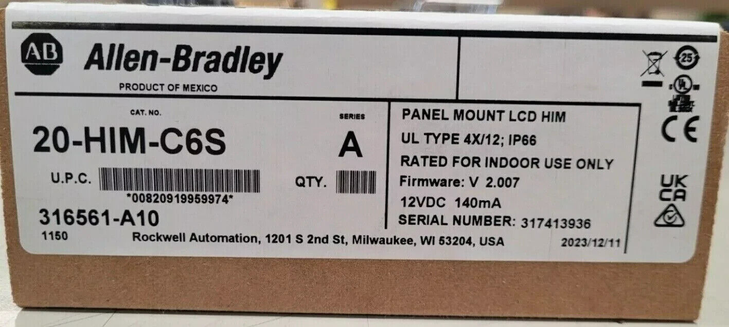 NEW Factory Sealed Allen Bradley 20-HIM-C6S SER A Powerflex Panel Mount LCD HIM
