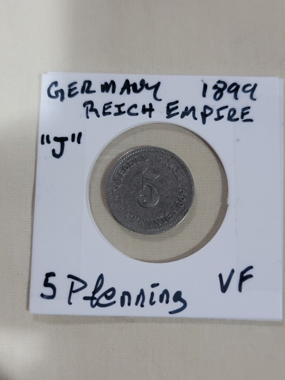 1899 J German 5 Pfennig World Germany Coin