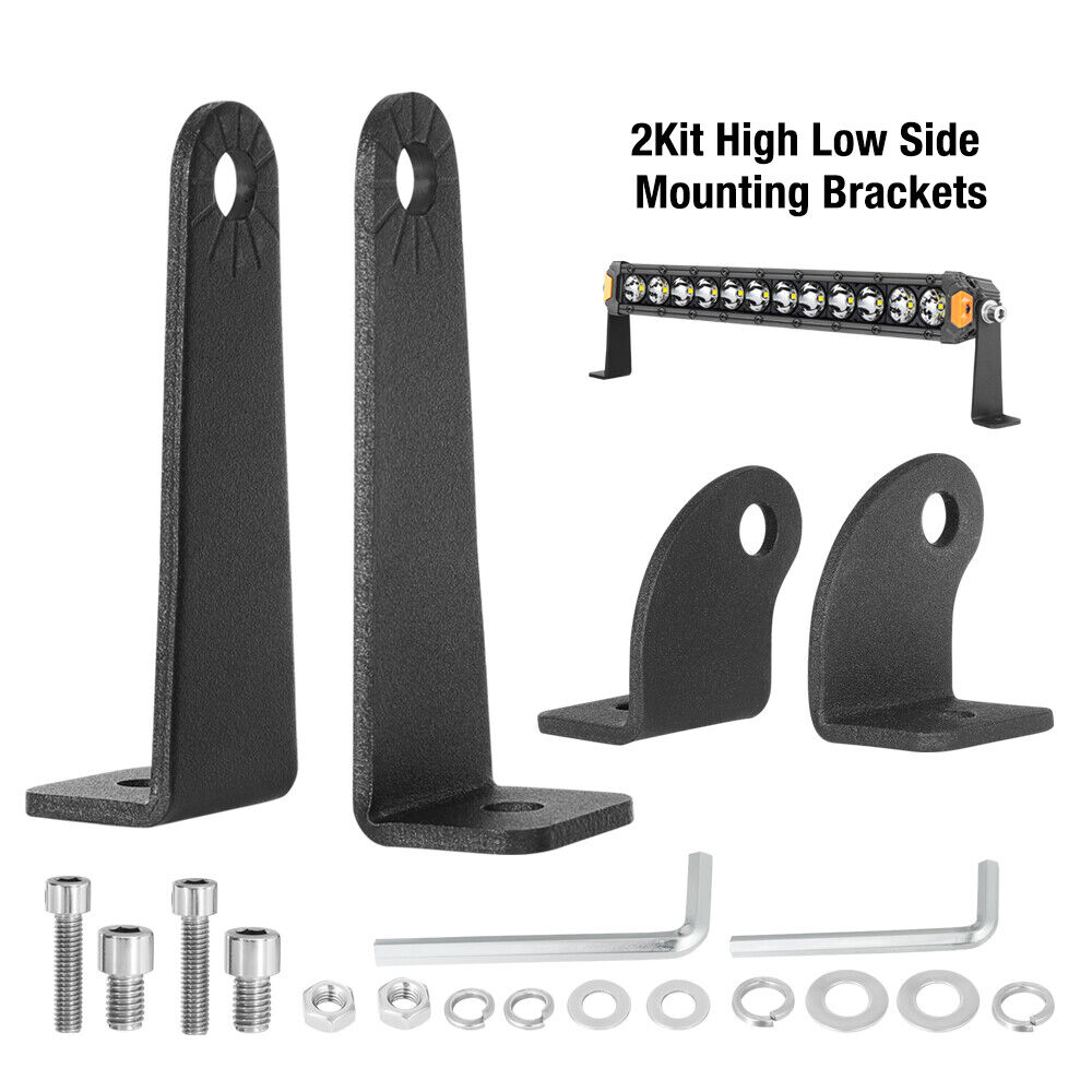 2-Pack Universal Side Mounting Brackets Holder For Straight Curved LED Light Bar