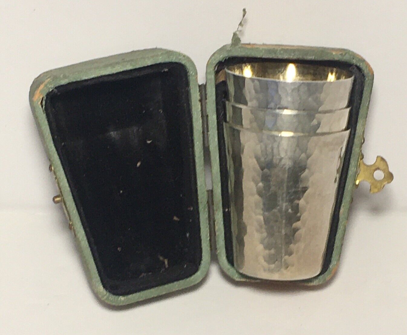 3 Solid Sterling Silver 950 Antique Japanese Liquor Shot Cup Set W Case - 81g