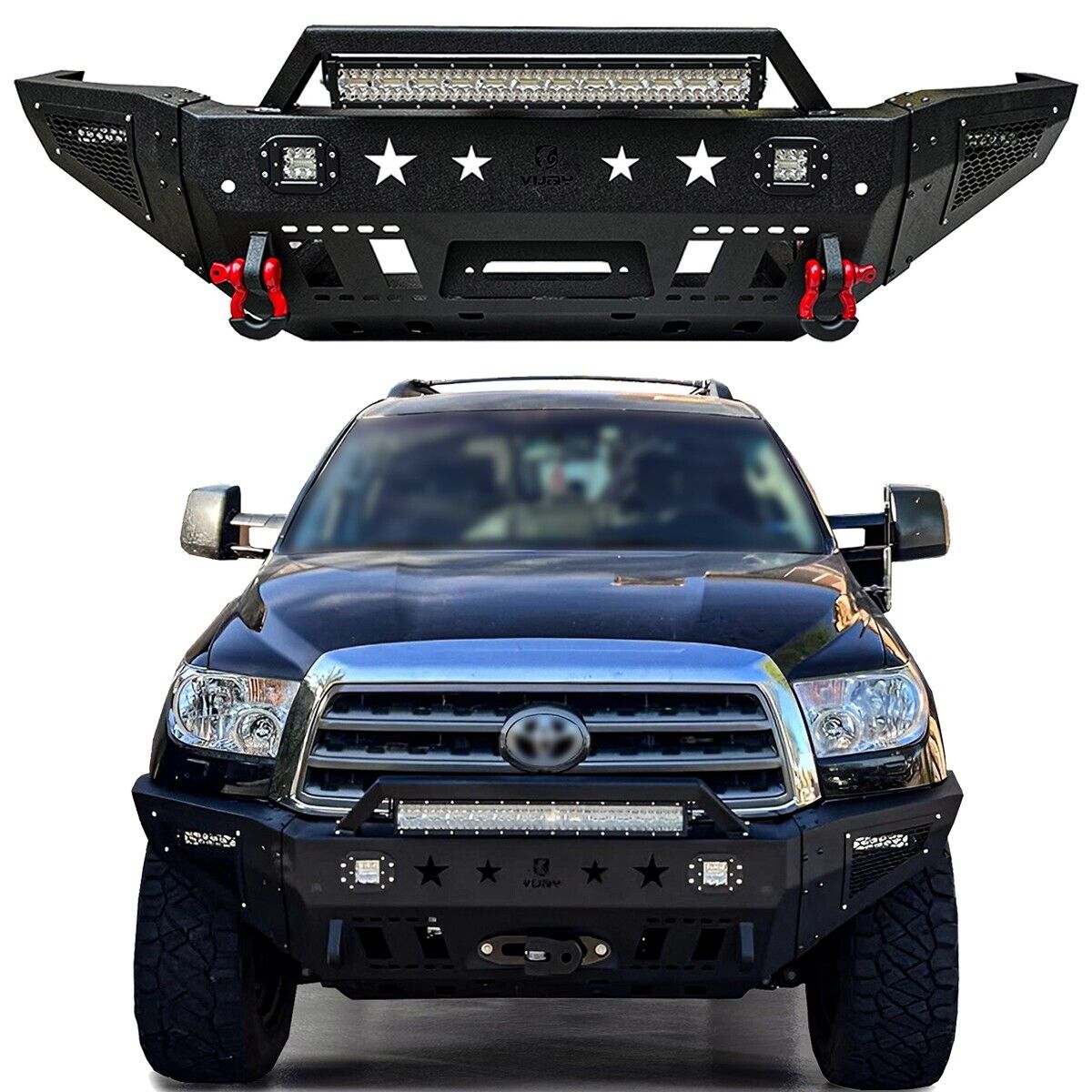 Vijay For 2011-2016 Sequoia Front Bumper w/Winch Plate and 5xLED Lights