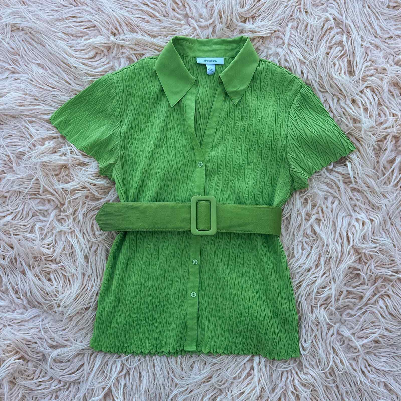 Women\'s Vintage Large Green Dressbarn Blouse & Belt
