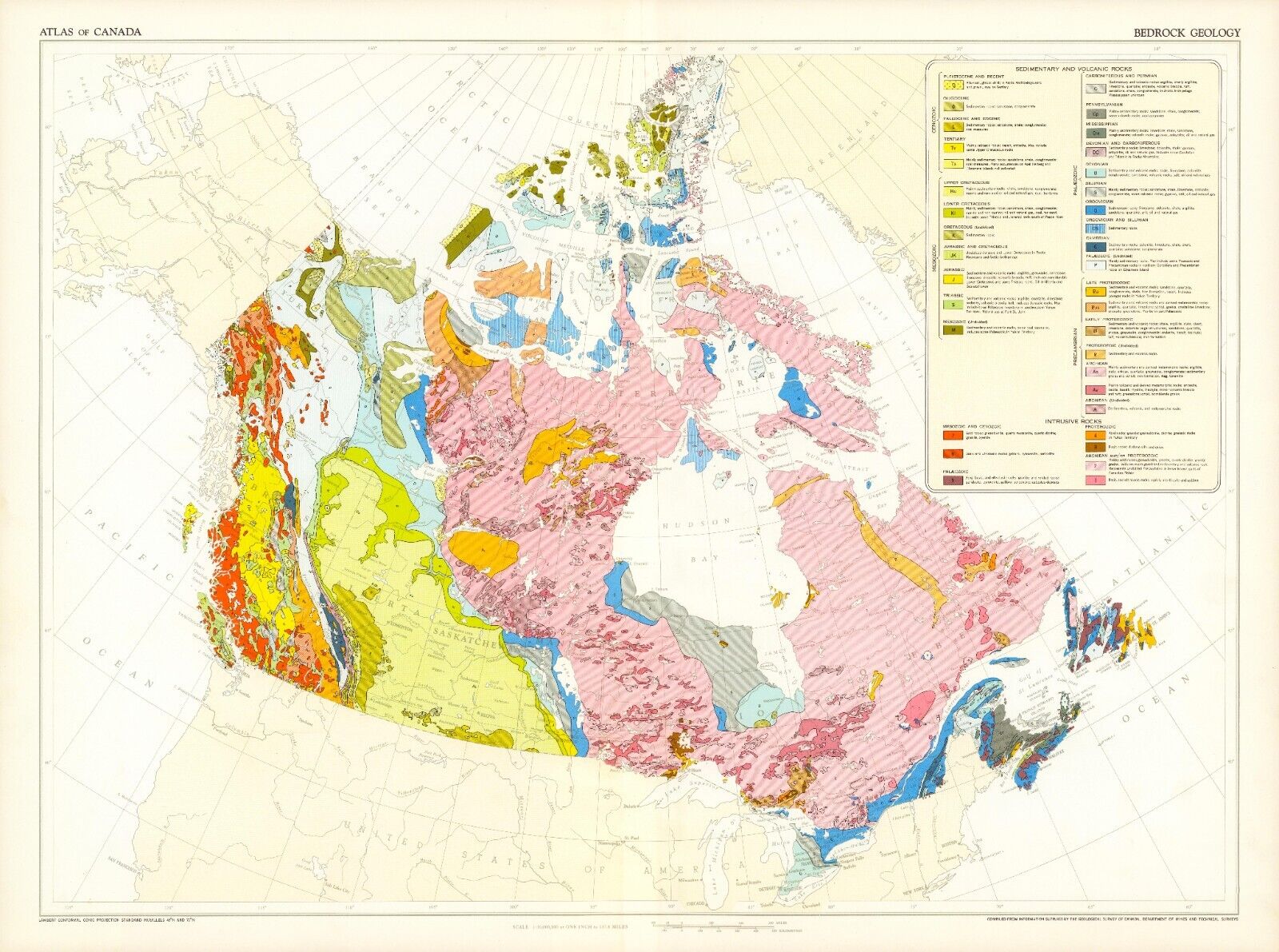Geological Map of Canada Canadian Geology Antique Decor Poster Print
