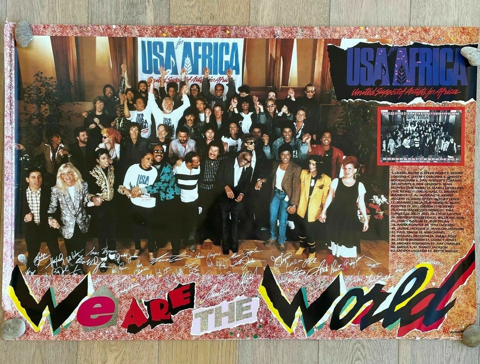 VINTAGE 1985 MICHEAL JACKSON “WE ARE THE WORLD” Verkerke Poster MINT IN PLASTIC