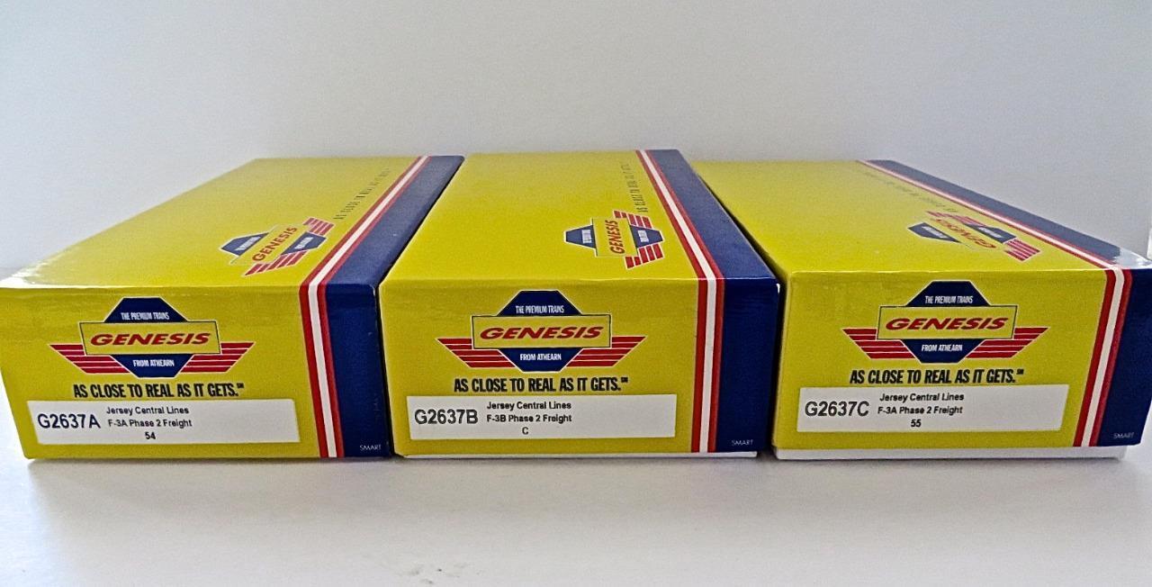 HO Athearn Genesis G2637 Jersey Central F-3 ABA Set of 3 All Powered Diesels