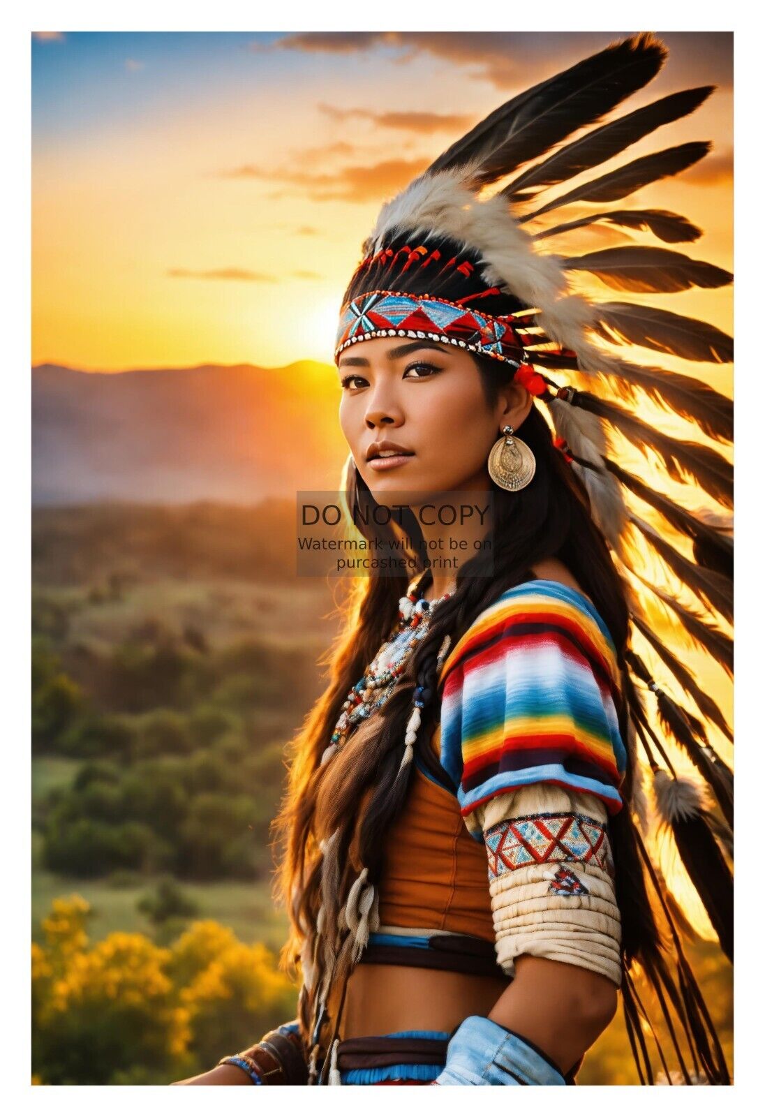 GORGEOUS YOUNG NATIVE AMERICAN LADY 4X6 FANTASY PHOTO