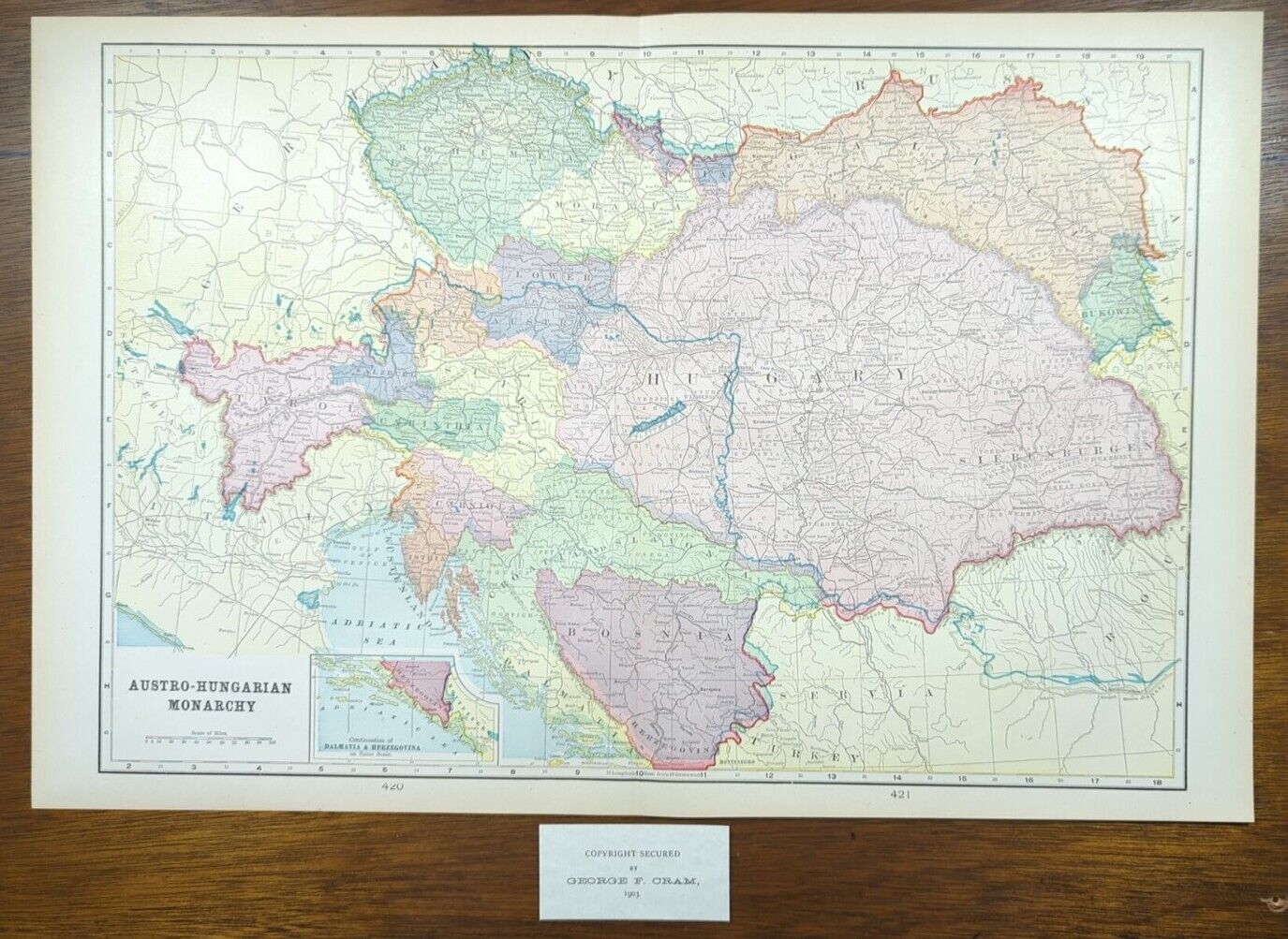 Vintage 1903 AUSTRIA HUNGARY Map 22\