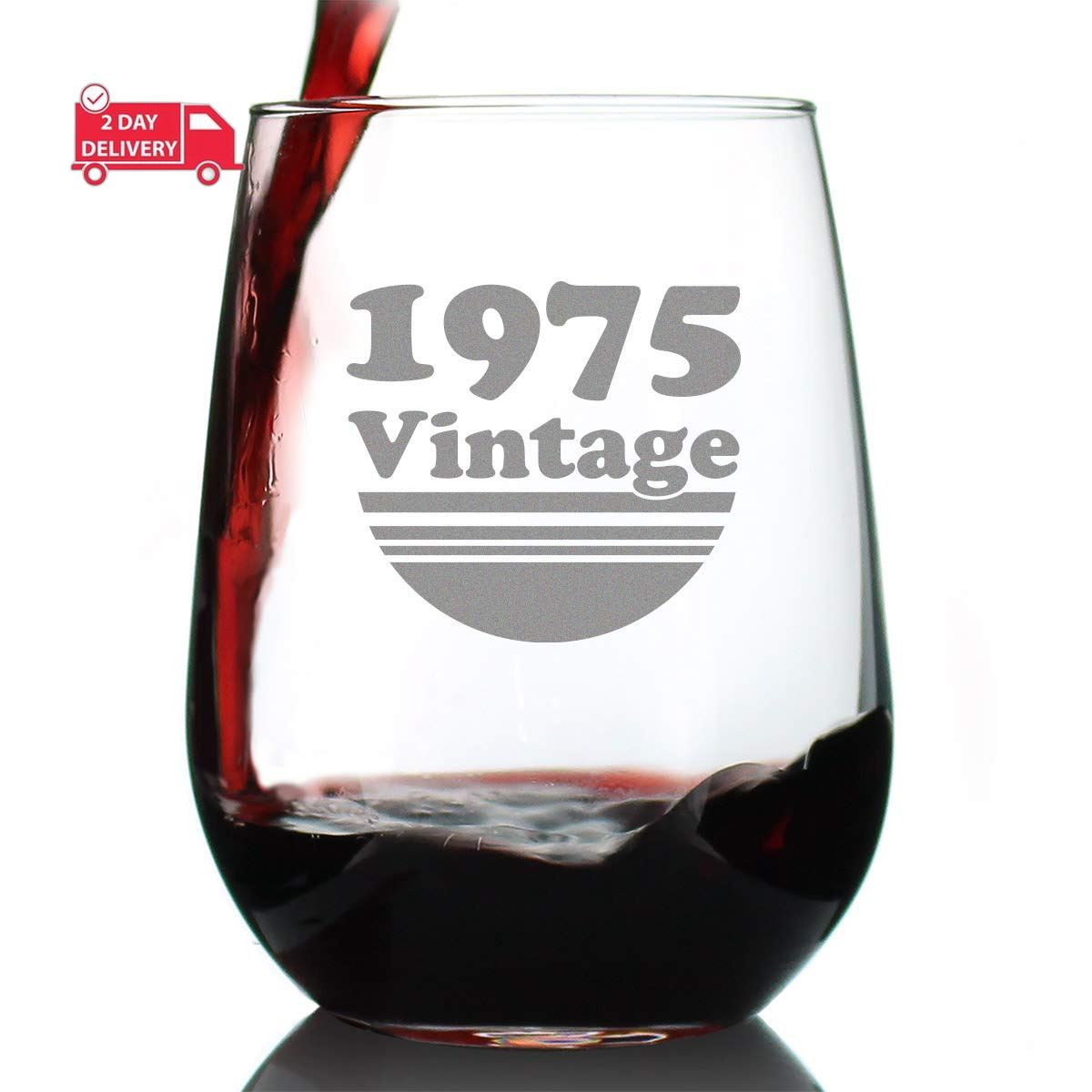 Vintage 1975-49Th Birthday Stemless Wine Glass Gifts for Women & Men Turning 49