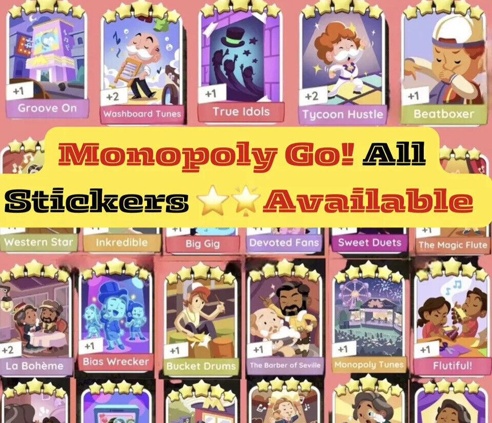 Monopoly Go (1-5⭐️ Stickers)  All Available - CHEAP & FAST DELIVERY 🩷