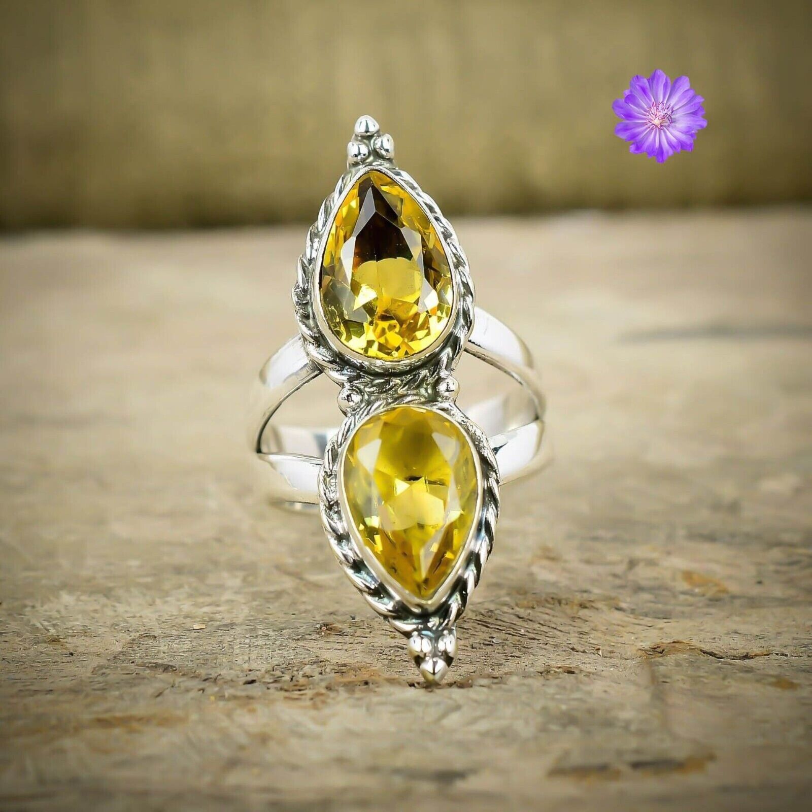 Citrine Gemstone 925 Silver Ring Handmade Jewelry Ring All Size