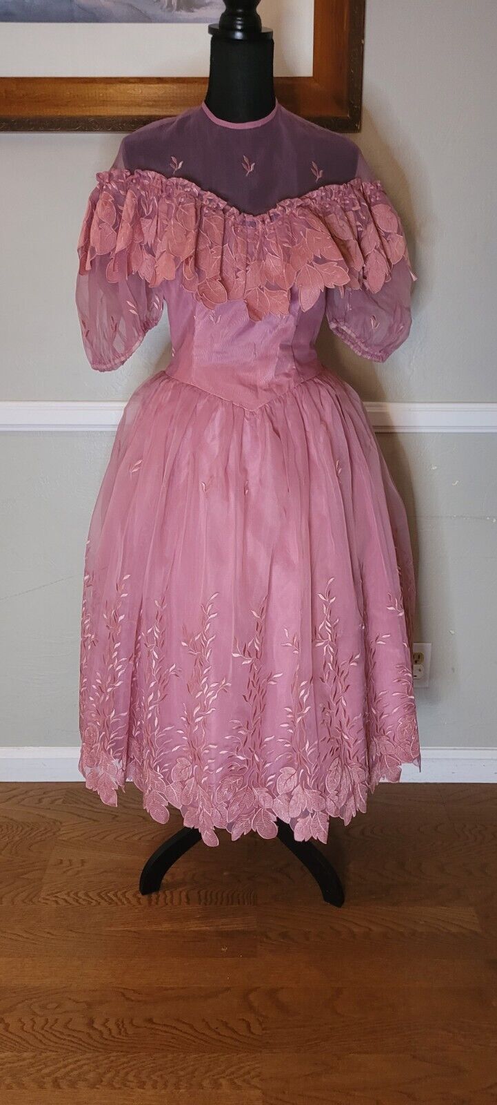 Vintage 1980s Dusty Rose With Whimsical Overlay Skirt