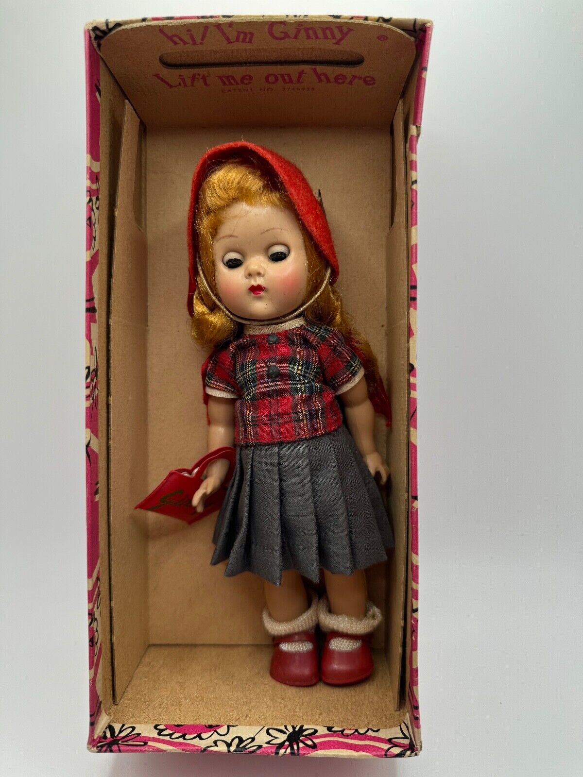 Vintage 1950s Vogue Molded Lash Walked MLW Ginny Doll Plaid School Outfit #7043