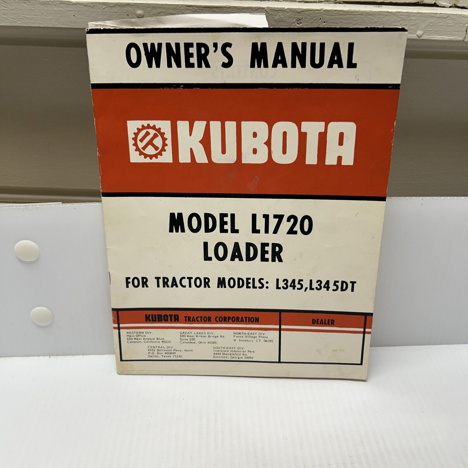 KUBOTA MODEL L1720 loader 1979 form 544 for tractor l345 l345dt