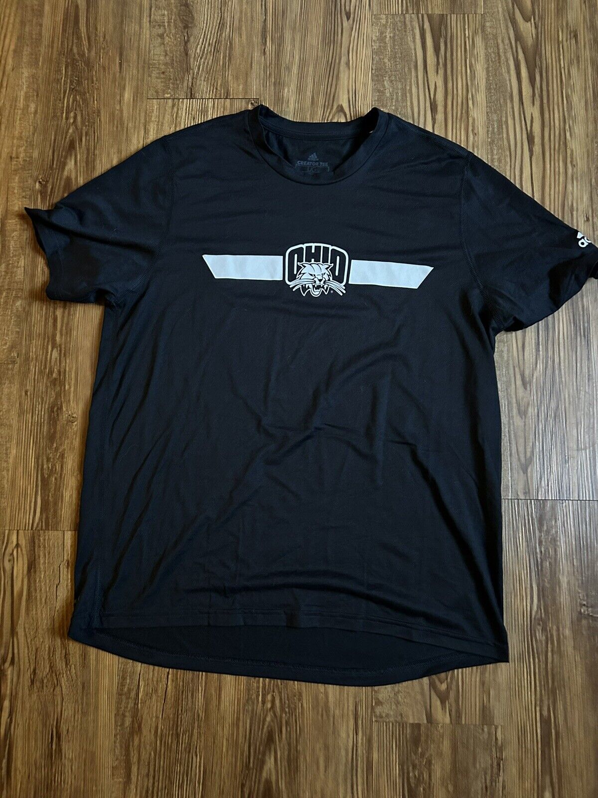 Adidas Ohio University Bobcats  Black T Shirt Size L 100% Polyester