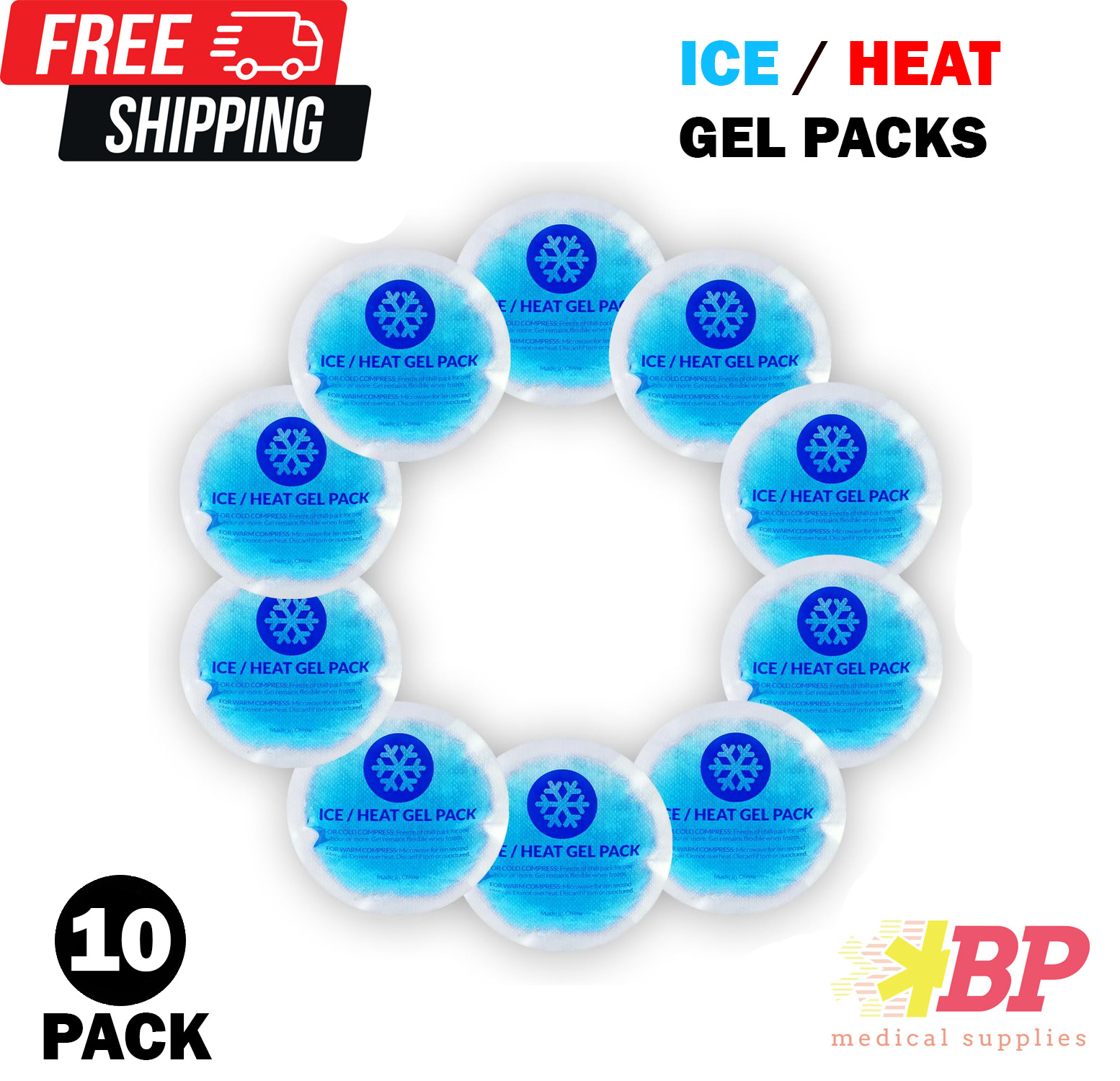 EverOne Reusable Gel Ice & Heat Pack - Hot & Cold Therapeutic Use - 10 Pack