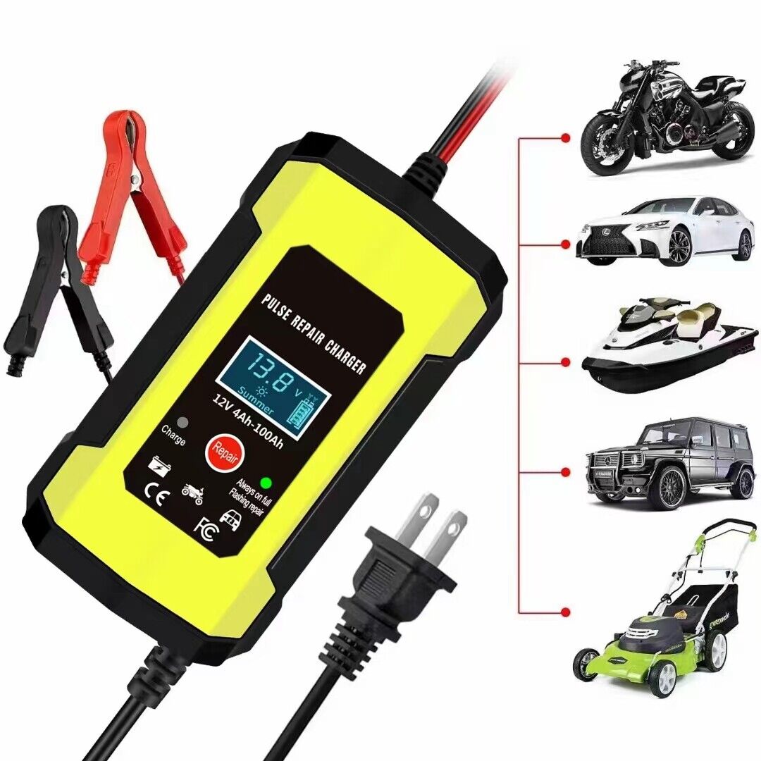 Portable 12V 6A Smart Automatic Battery Charger Maintainer Pulse Repair AGM