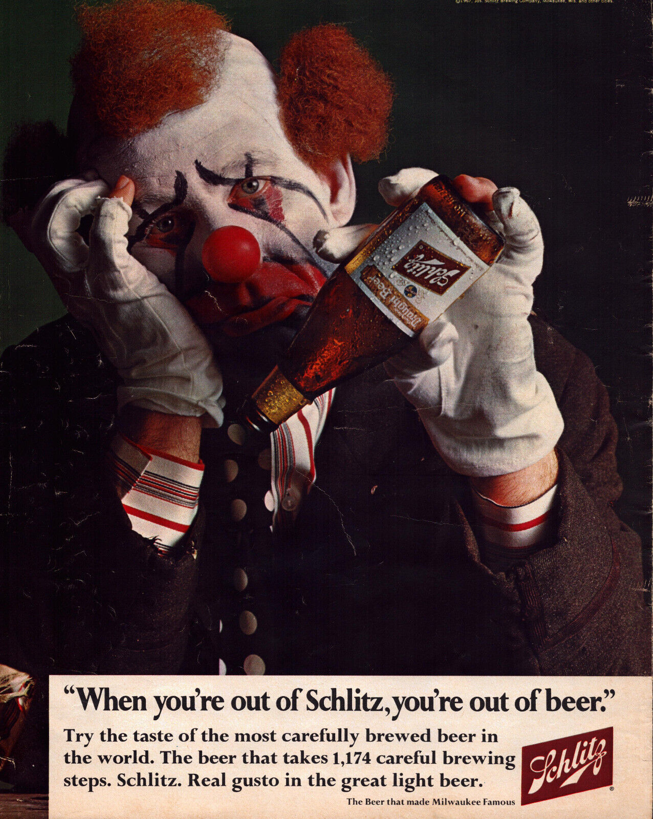 A2 Schlitz Beer Gusto In A Light Beer  Original Advertising Print Ad 10\'\' X 13\'\'