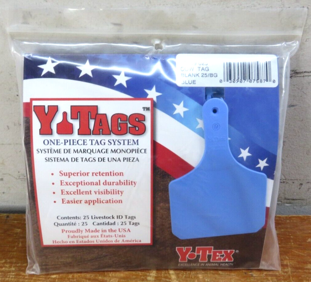 Y-Tex 4 Star Large Blank Cattle Tags 25 Count Blue Y0509 025