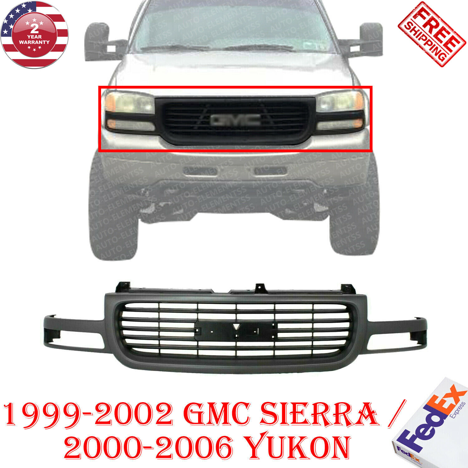 Grille Assembly Black 1999-2002 GMC Sierra / 2000-2006 Yukon