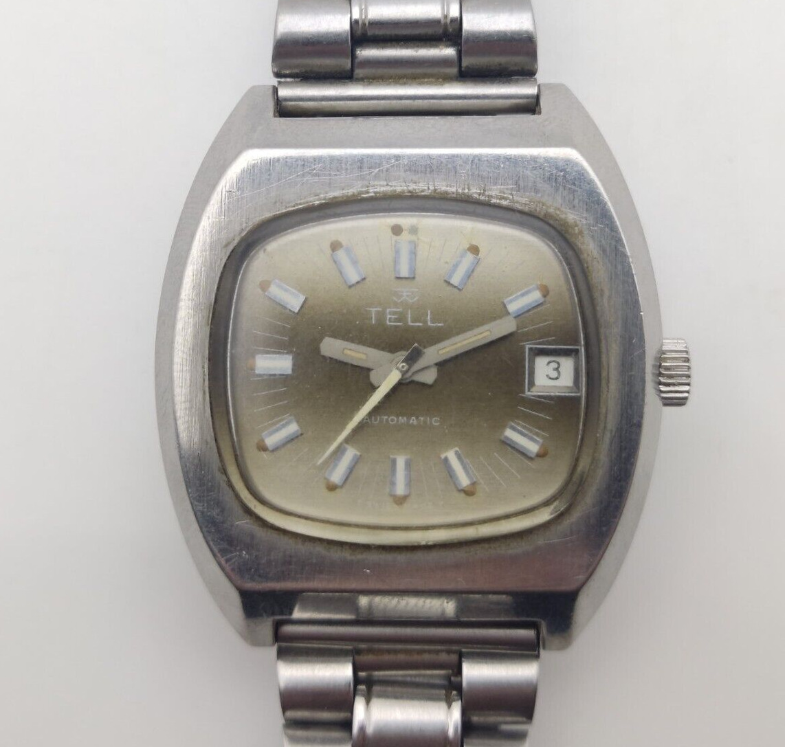 TELL Automatic T SWISS MADE T Non Working Men\'s Wrist Watch For Parts & Repair