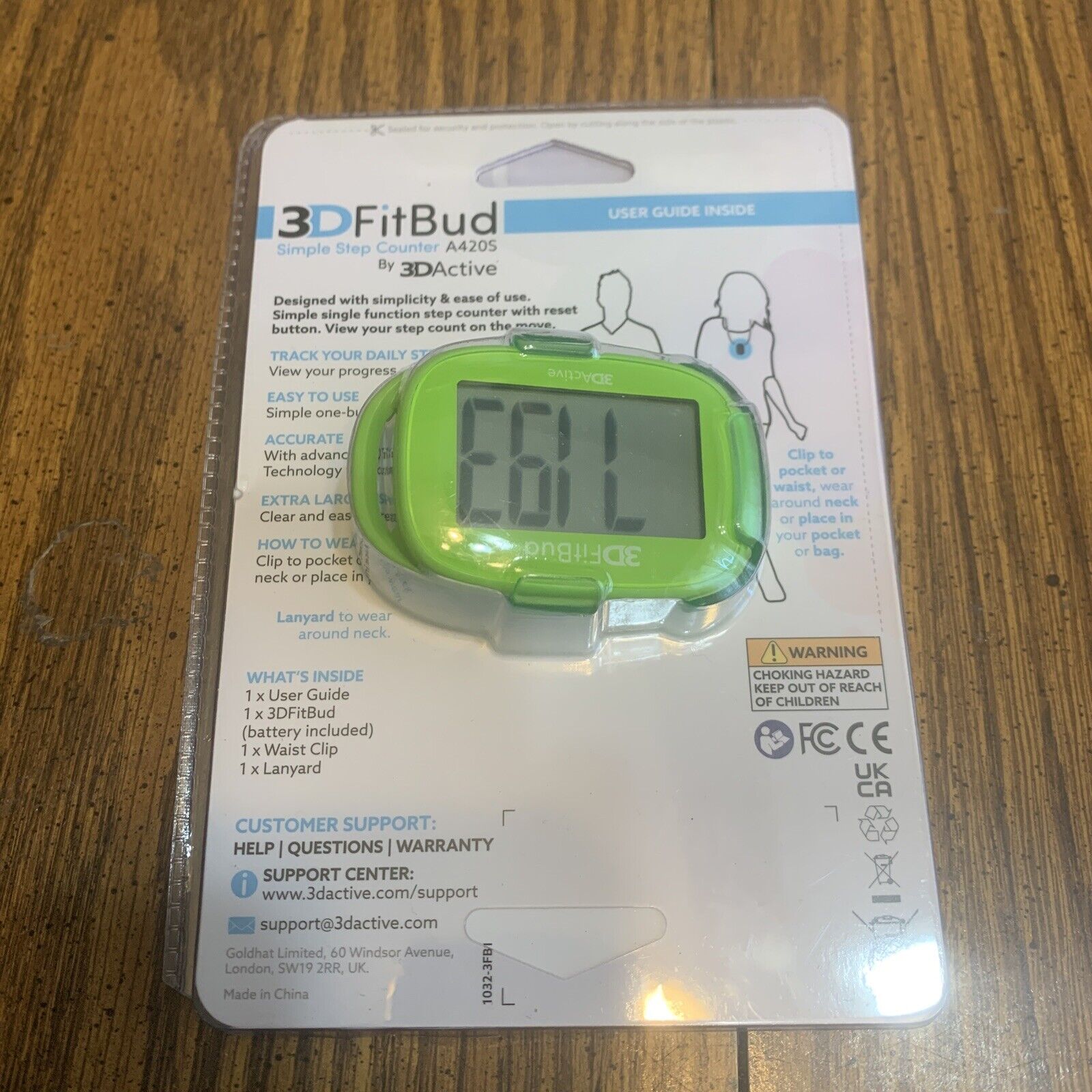 3DFitBud Simple Step Counter Walking 3D Pedometer with Clip and Lanyard Read Des