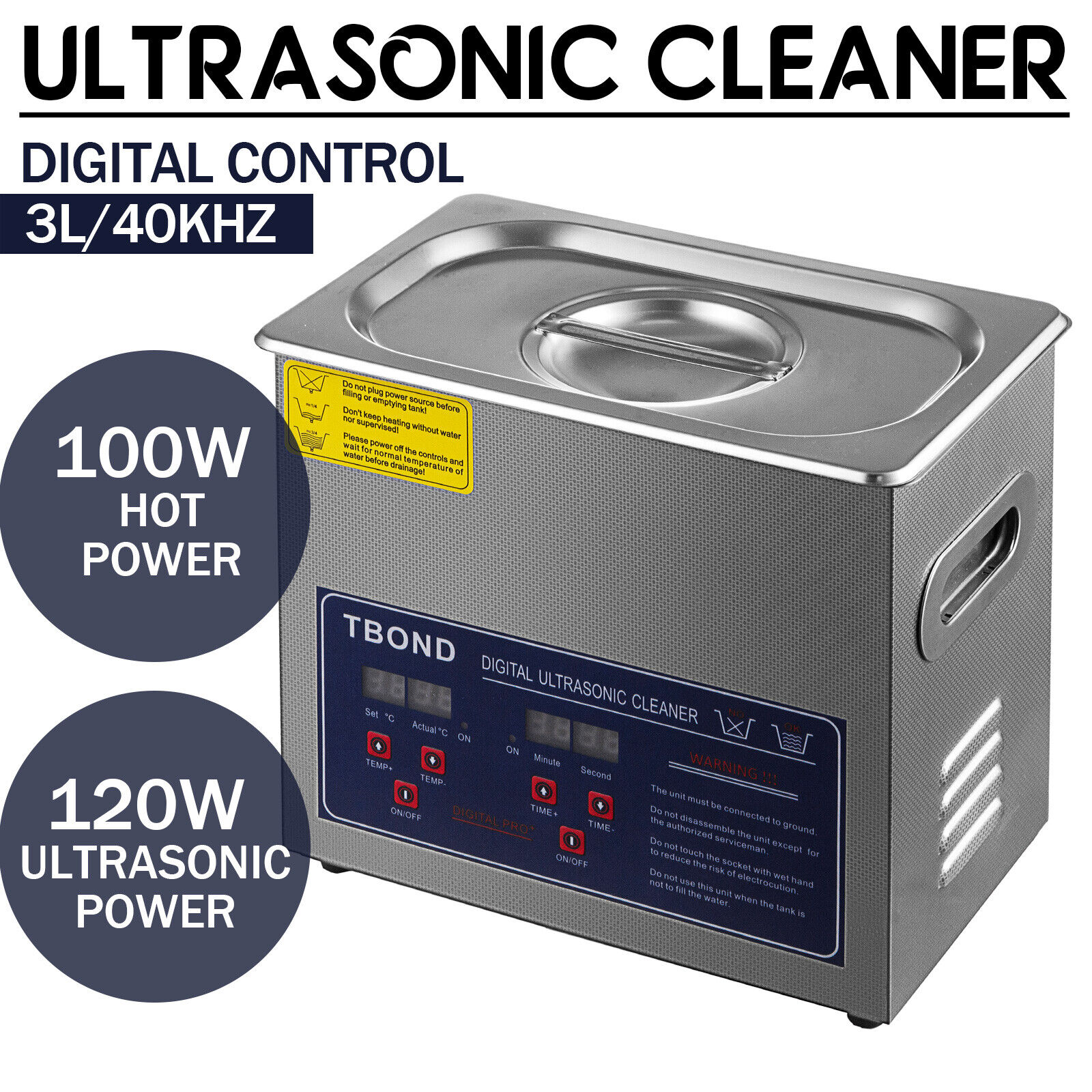3-30 Ultrasonic Cleaner Cleaning Equipment Liter Industry Heated W/ Timer Heater