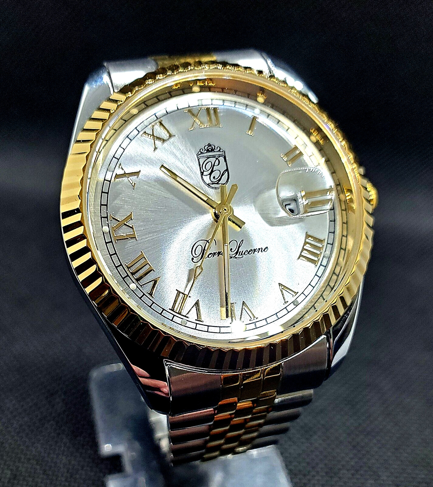Gorgeous Pierre Lucerne Jubilee Band Fluted Bezel President Date Just Mens Watch