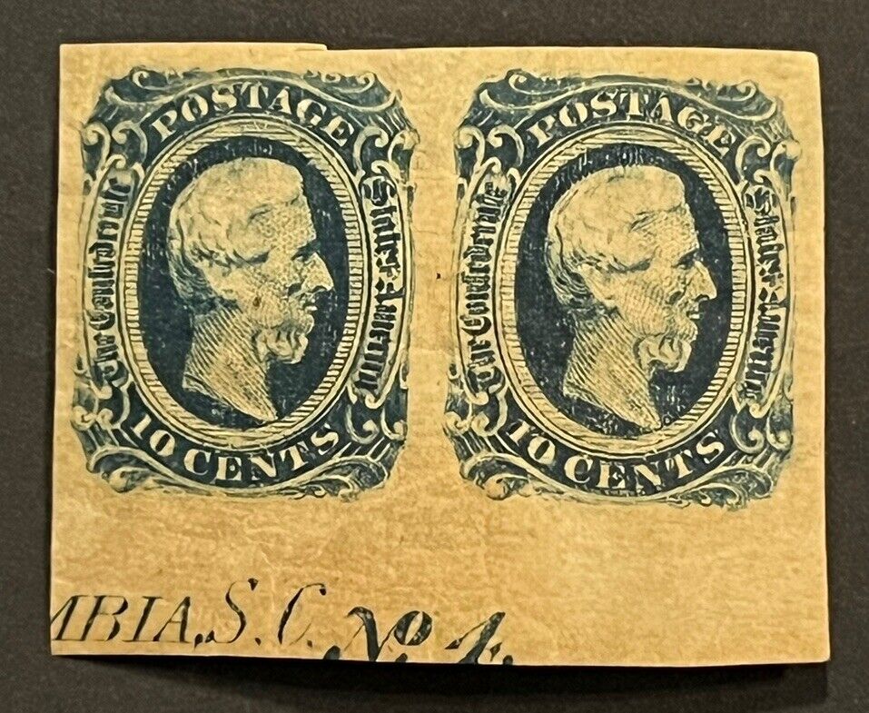 Travelstamps: US Stamps CONFEDERATE CSA SCOTT #12 MINT PAIR MOGH PLATE#4