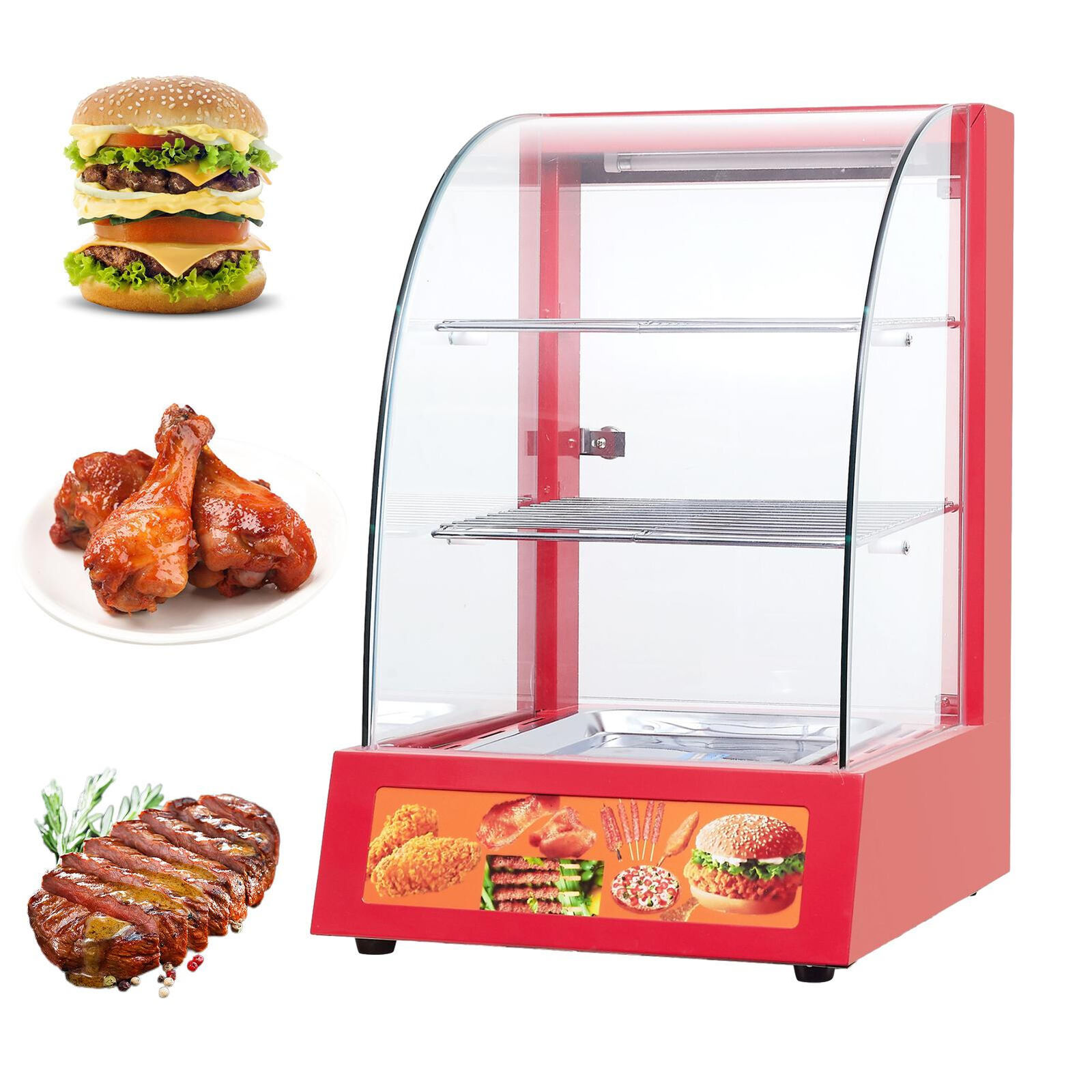 Food Warmer Commercial Pizza Warmer Display 3-Tier Electric Insulation Cabinet