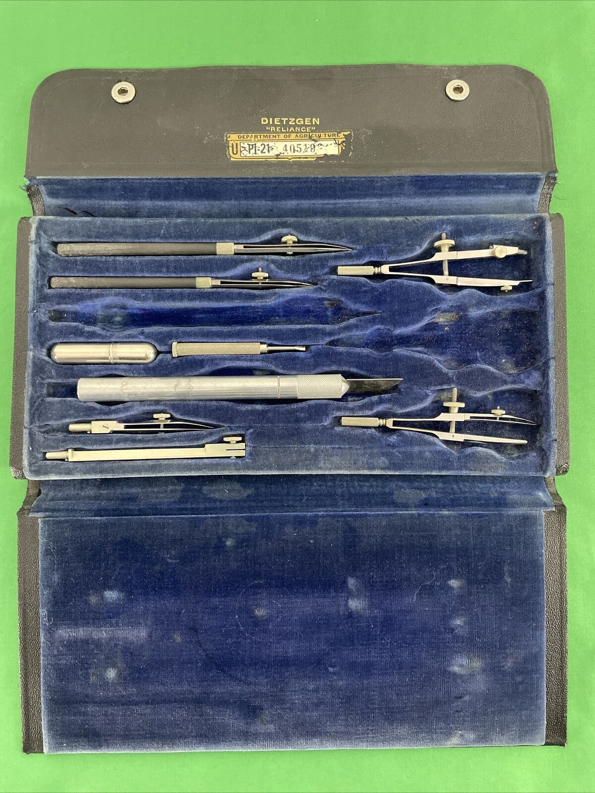 Vintage DIETZGEN 'Reliance' Department of Agriculture Drafting Tool Set w/ Case