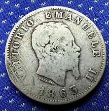 1863 Italy 1 Lire Coin M BN   .835 Silver      #ZA38 picture