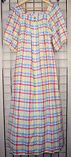 Maxi Dress VTG 70s Bloomingdale's Red Yellow Blue Plaid Cotton Pockets Sz S/M picture