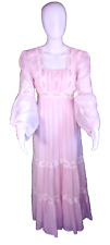 Gown Dress Prom Party 70's Pink Tie Back Full Long Sleeves picture