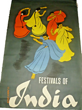 Vintage Festivals of INDIA Original travel tourism poster 25x40