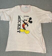 Vintage Mickey Mouse Shirt Mens XL Pink Striped Short Sleeve picture