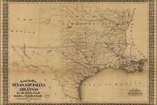 Poster, Many Sizes; Civil War Map Of Texas Louisiana & Arkansas 1861-65 picture