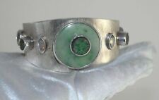 Echo Of The Dreamer Sterling Cuff Bracelet Multi Gemstone  Natural Jade Piece  picture