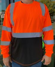 Orange High Visibility Long Sleeve Safety Shirt Reflective / Black Bottom 901-OR picture