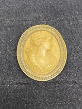 BEAUTIFUL Antique Victorian Carved Cameo Intaglio Gold Filled Lava Brooch picture